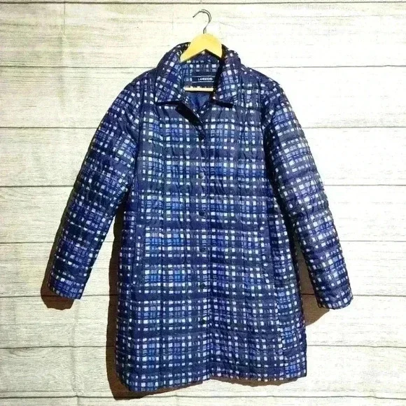 Lands End Plaid Long Jacket, Size 16 - Picture 2 of 10